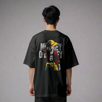 - One Piece Luffy King of Pirates Black Men’s Oversized T-Shirt – Front & Back Anime Print- 592.37