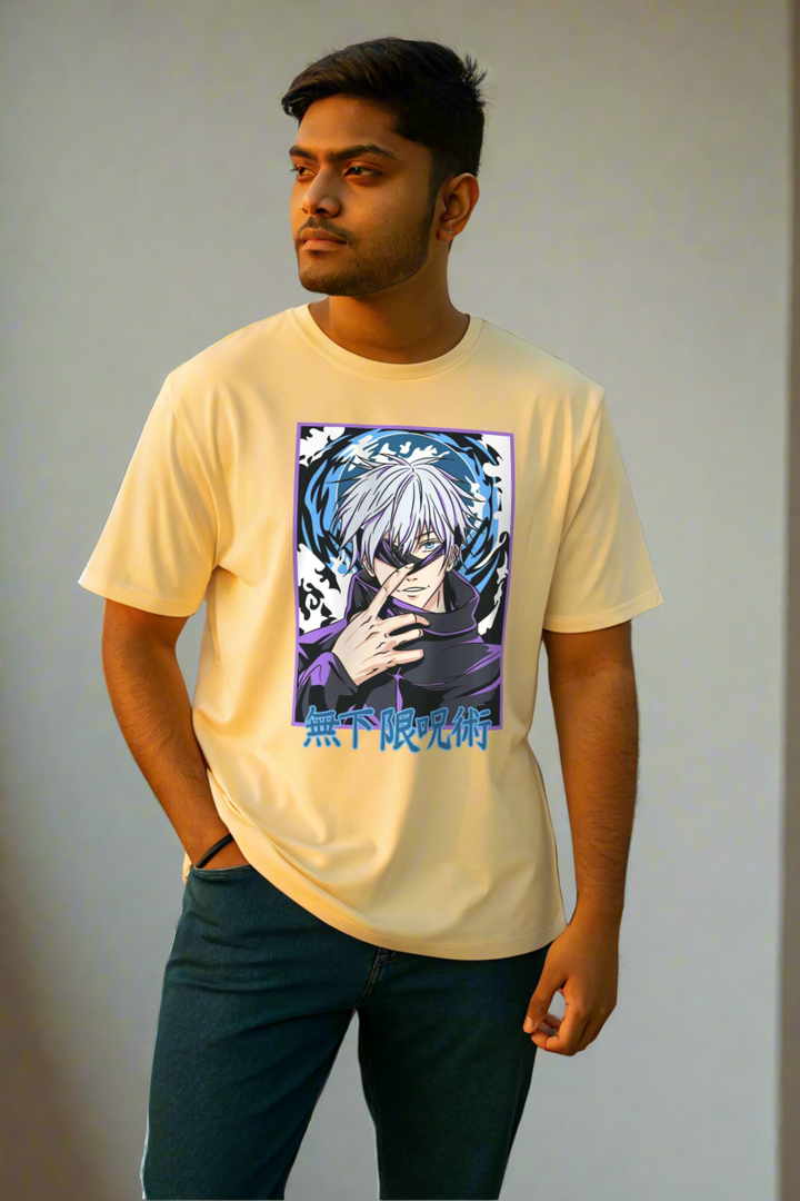- Men's Satoru Gojo Limitless Void Printed Oversized T-Shirt- 422.88