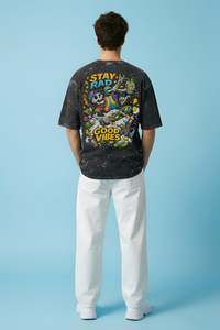 Stay Rad | Sketch Edition | Unisex Acid Washed Oversized Tee